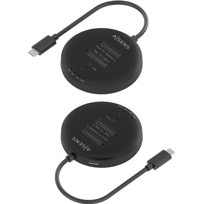 AISENS Estación de Docking Doble Bahía NVMe USB 3.2 Gen 2x2 ASDS-2M2N05-BK Negro